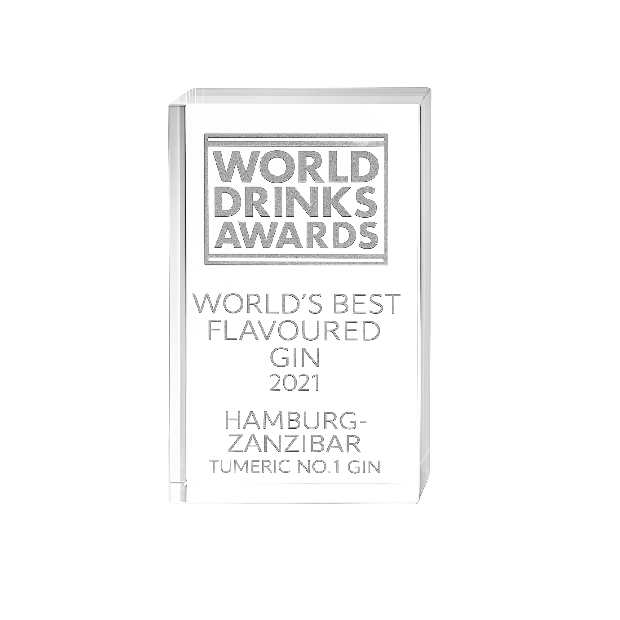 Trophäe World Gin Award aus Glas für Hamburg Zanzibar