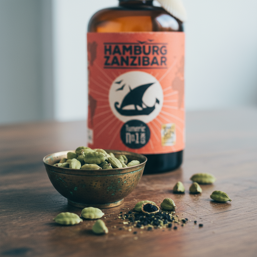 Kardamon und Gin auf einem Tisch